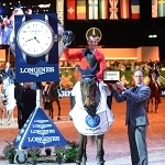 Winning presentation to Pius Schwizer SUI made by Christophe Jeanneret,Longines brand manager Switzerland. Pic Tony Parkes