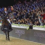 Marco Kutscher (GER) reitet Van gogh nach dem Gewinn des Longines Grand Prix during the 2016 Longines Masters of Hong Kong on February 21, 2016 in Hong Kong, China. Photo by Xaume Olleros